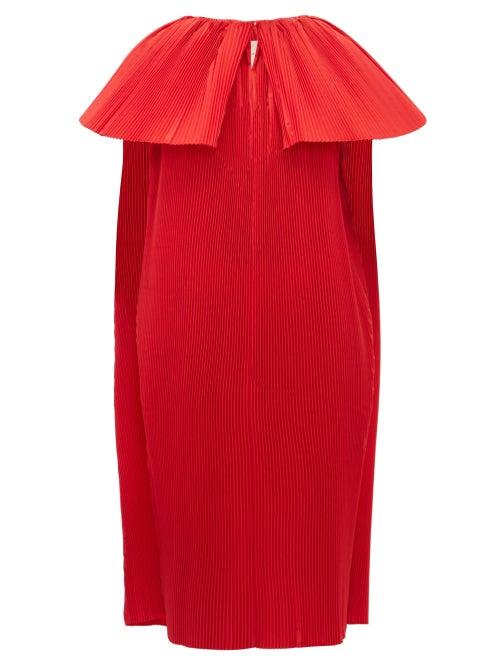 Matchesfashion.com Roksanda - Alya Cape-sleeve Pleated-taffeta Gown - Womens - Red