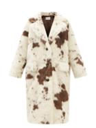 Stand Studio - Theresa Cow-print Faux-fur Coat - Womens - Ivory Multi