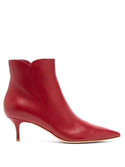 Matchesfashion.com Gianvito Rossi - Levy 55 Leather Ankle Boots - Womens - Burgundy
