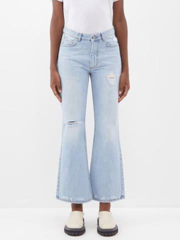 Erl - Distressed Flared Jeans - Womens - Light Denim