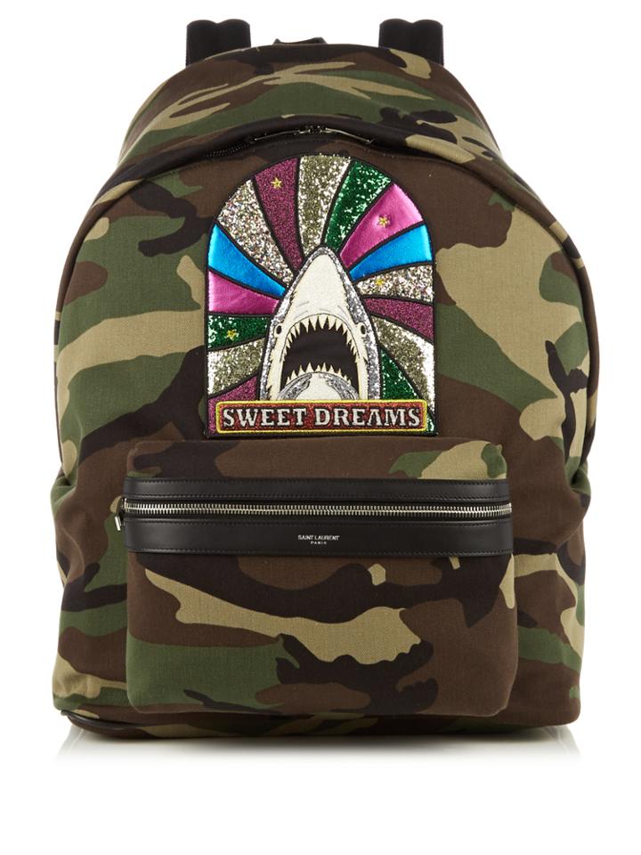 Saint Laurent Giant City Camouflage-print Cotton Backpack