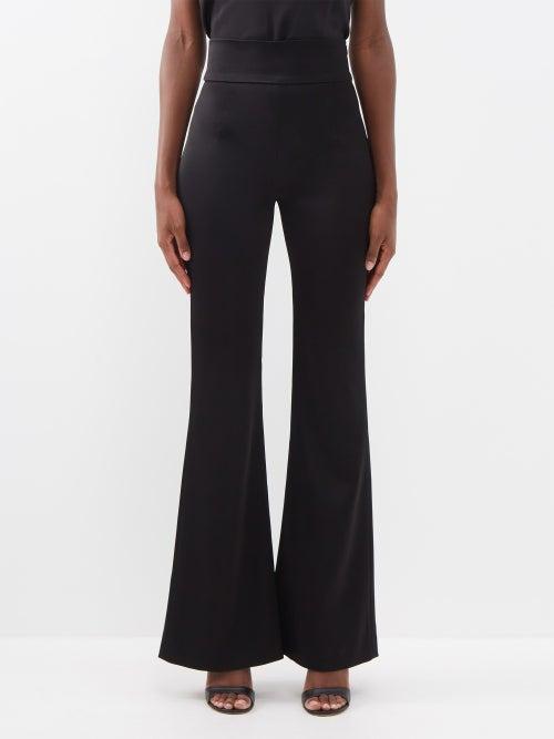 Galvan - Flared Satin Trousers - Womens - Black