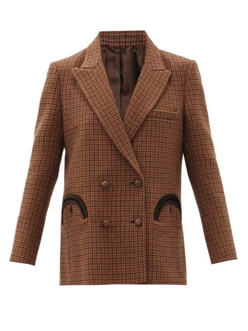 Matchesfashion.com Blaz Milano - Rembrandt Houndstooth Double-breasted Wool Jacket - Womens - Brown Multi