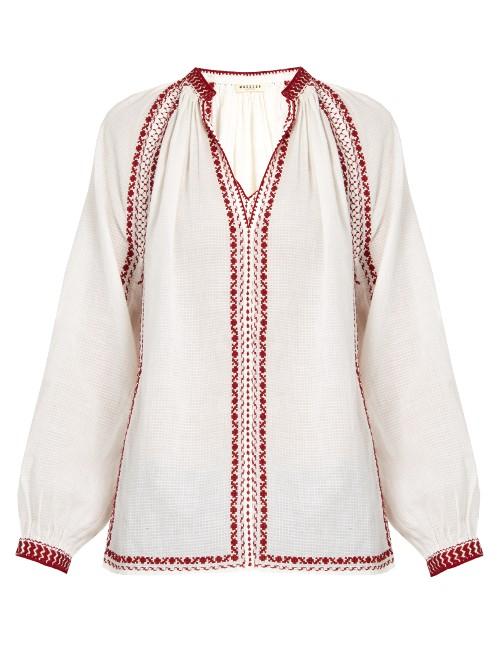 Masscob Geometric-embroidered Cotton Top