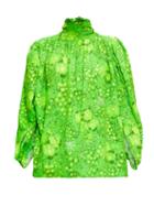 Matchesfashion.com Balenciaga - Tie-neck Poppy-print Crepe Blouse - Womens - Green