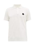 Matchesfashion.com Moncler - Logo-plaque Cotton-piqu Polo Shirt - Mens - White