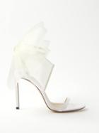 Jimmy Choo - Aveline 100 Oversized Bow Leather Sandals - Womens - White