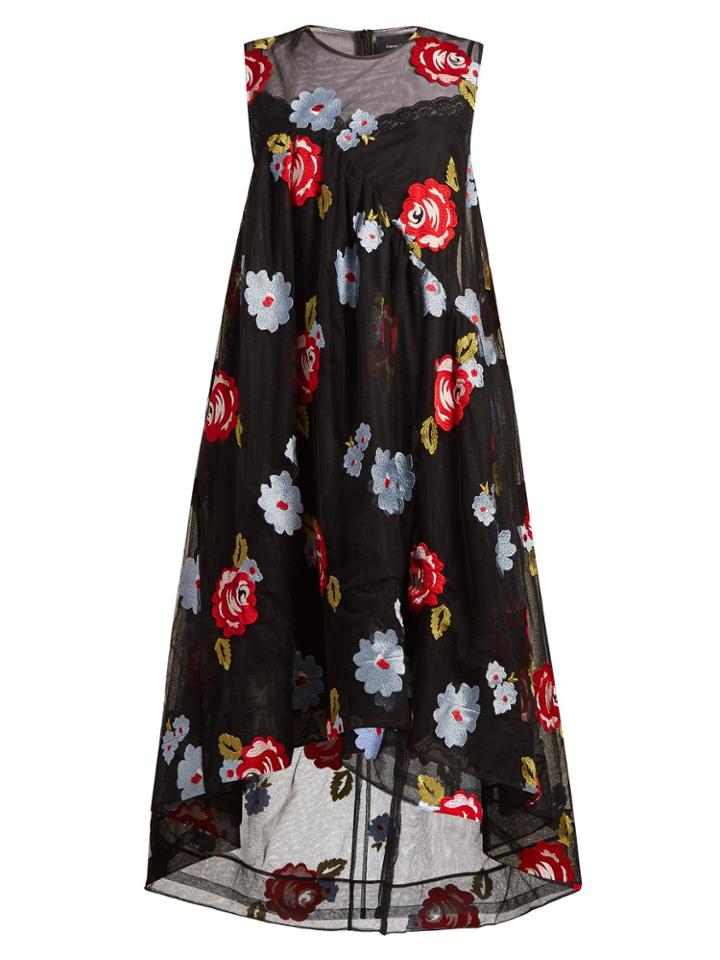 Simone Rocha Floral-embroidered A-line Tulle Dress
