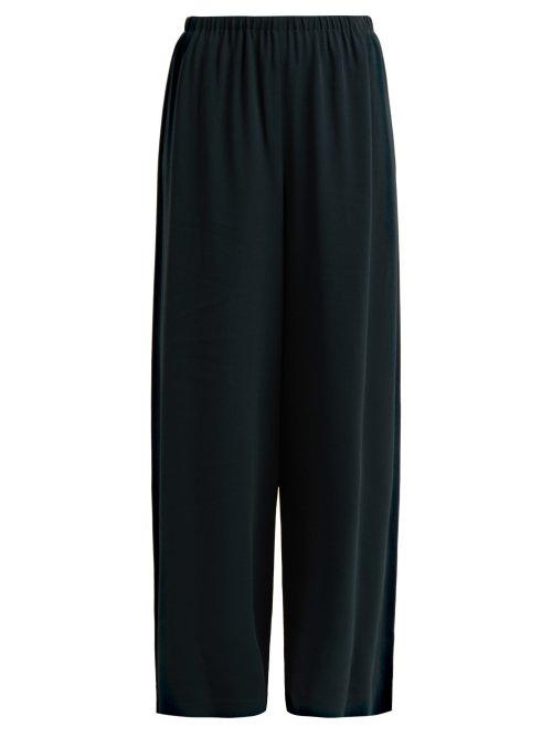 Matchesfashion.com The Row - Pavel Wide Leg Cady Trousers - Womens - Dark Green