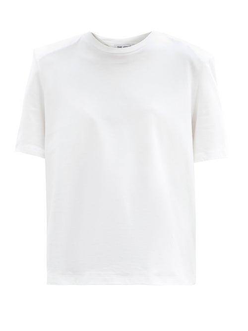 Matchesfashion.com The Attico - Bella Padded-shoulder Cotton T-shirt - Womens - White
