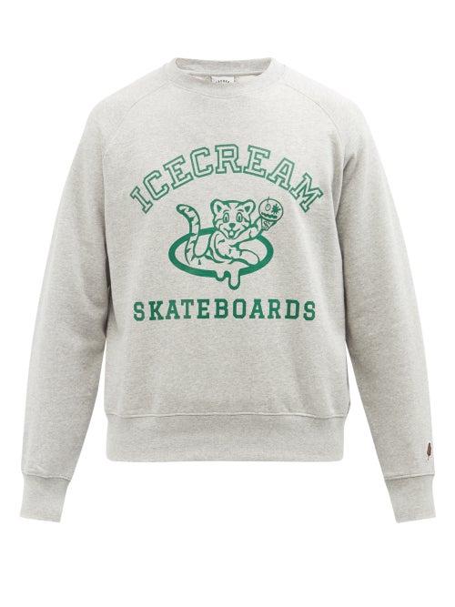 Icecream - Logo-print Cotton-jersey Sweatshirt - Mens - Grey