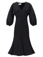 Matchesfashion.com Valentino - Balloon-sleeve Mermaid-hem Wool-blend Crepe Dress - Womens - Black