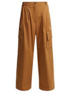 Matchesfashion.com Natasha Zinko - Crystal Embellished Wide Leg Cotton Trousers - Womens - Beige