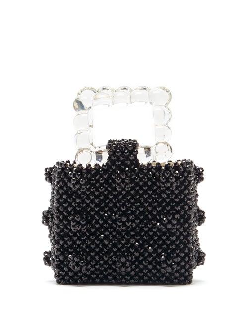 Matchesfashion.com Shrimps - Maud Squared Top-handle Beaded Handbag - Womens - Black