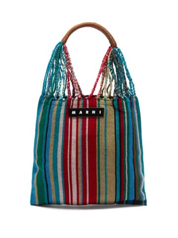 Ladies Bags Marni Market - Hammock Striped Canvas Tote Bag - Womens - Red Multi