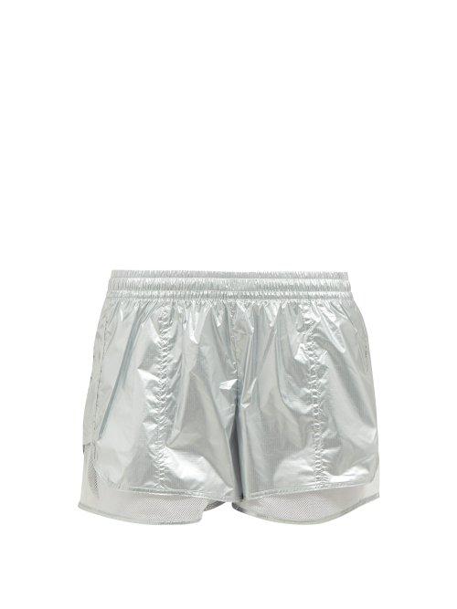 Matchesfashion.com Adidas By Stella Mccartney - Metallic Nylon Performance Shorts - Womens - Silver