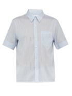 Matchesfashion.com Wales Bonner - Striped Cotton And Silk Blend Shirt - Mens - Light Blue
