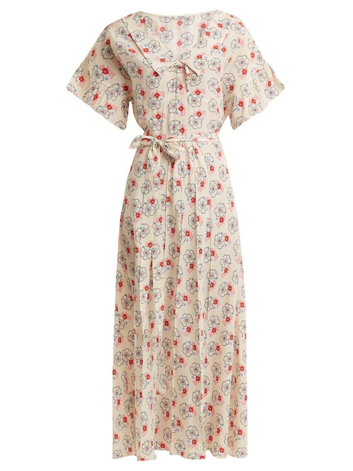 Miu Miu Floral-print Silk Crepe De Chine Dress