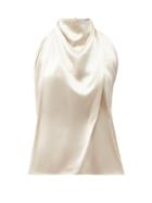 Matchesfashion.com 16arlington - Tana Draped Satin Halterneck Top - Womens - Beige