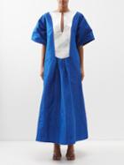 Rianna + Nina - Bib-front Silk Maxi Dress - Womens - Multi