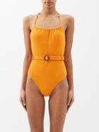 Boteh - Ra Helios Halterneck Belted Swimsuit - Womens - Orange