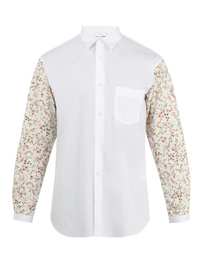 Comme Des Garçons Shirt Point-collar Contrasting-sleeve Cotton Shirt