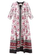 Matchesfashion.com La Doublej - Muumuu Placement-print Silk-twill Kaftan Dress - Womens - Blue Multi