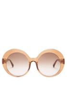 Matchesfashion.com Linda Farrow - Oversized Rounded Acetate Sunglasses - Womens - Brown Multi