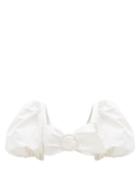 Matchesfashion.com Adriana Degreas - Puffed-sleeve Cotton-blend Cropped Top - Womens - White