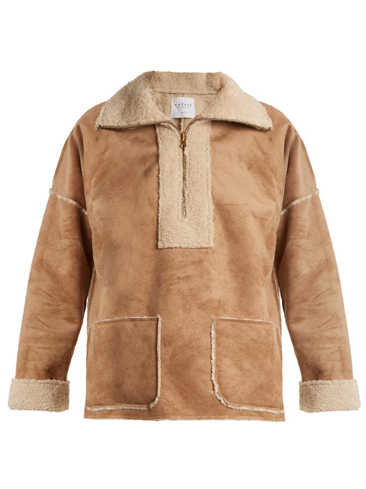 Velvet By Graham & Spencer Rika Faux Fur-trimmed Faux-suede Jacket