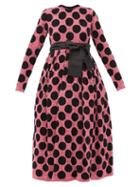 Matchesfashion.com Ashish - Polka-dot Waist-sash Sequined Midi Dress - Womens - Black Pink
