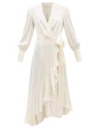 Zimmermann - Ruffle-trimmed Silk-satin Wrap Dress - Womens - Cream