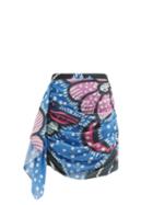 Matchesfashion.com Rhode - Hannah Floral-print Ruched Cotton Mini Skirt - Womens - Blue Print