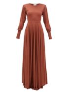 Matchesfashion.com Lemaire - Bias Cut Pleated Sleeve Modal Jersey Maxi Dress - Womens - Mid Brown