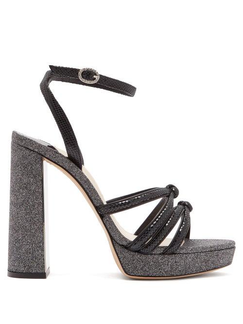 Matchesfashion.com Sophia Webster - Freya Suede And Glitter Platform Sandals - Womens - Black