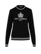 Matchesfashion.com Dolce & Gabbana - Logo Intarsia Wool Blend Sweater - Mens - Black
