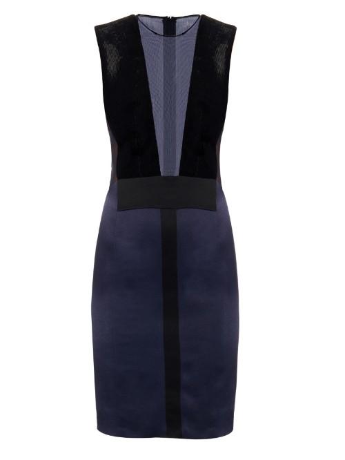 Galvan Plunge-neck Velvet And Satin Dress