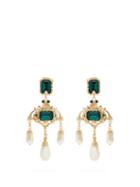 Matchesfashion.com Dolce & Gabbana - Crystal And Faux Pearl Drop Earrings - Womens - Green