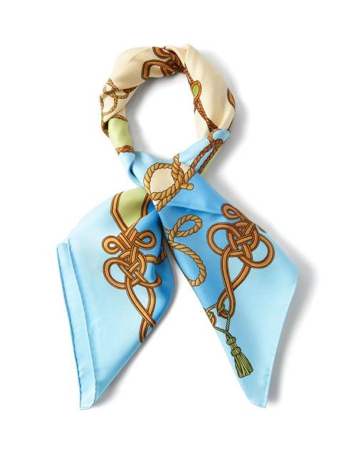 Gucci - Rope-print Silk-faille Scarf - Womens - Blue Multi