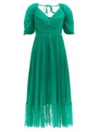 Matchesfashion.com Self-portrait - Pleated-chiffon Midi Dress - Womens - Green