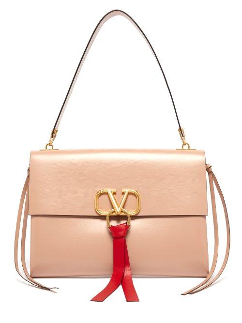 Matchesfashion.com Valentino - V Ring Leather Shoulder Bag - Womens - Nude
