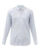Matchesfashion.com Comme Des Garons Shirt - Deconstructed-panel Striped Cotton-poplin Shirt - Mens - Blue