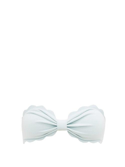 Matchesfashion.com Marysia - Antibes Scalloped-edge Bandeau Bikini Top - Womens - Light Blue