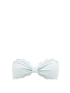 Matchesfashion.com Marysia - Antibes Scalloped-edge Bandeau Bikini Top - Womens - Light Blue