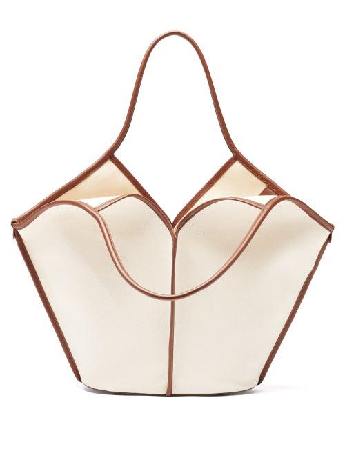 Matchesfashion.com Hereu - Calella Leather-trimmed Organic-cotton Tote Bag - Womens - Beige Multi