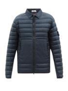 Stone Island - Logo-patch Quilted Down Coat - Mens - Navy