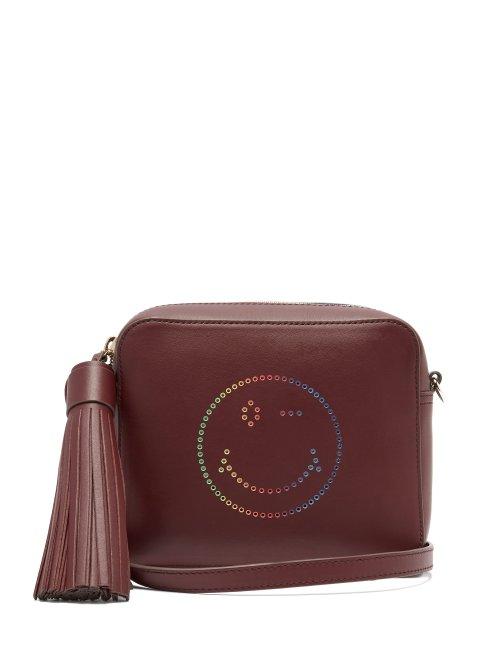 Matchesfashion.com Anya Hindmarch - Rainbow Wink Leather Cross Body Bag - Womens - Burgundy Multi