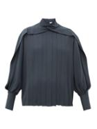 Matchesfashion.com The Row - Gilia Pleated Silk-georgette Blouse - Womens - Dark Grey