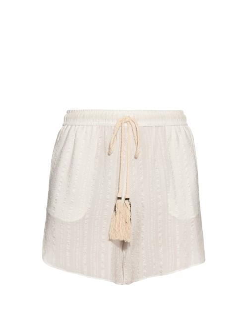 Zeus + Dione Paxi Stripe-jacquard Silk Shorts