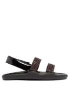 Matchesfashion.com Christopher Kane - Crystal Embellished Leather Slingback Sandals - Womens - Black Pink